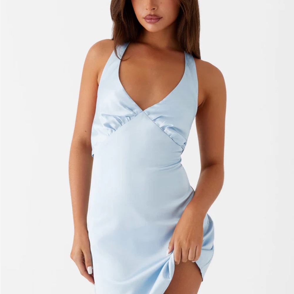 Chic Sky Blue Mini Dress Pepper Mayo formal/homecoming dress
